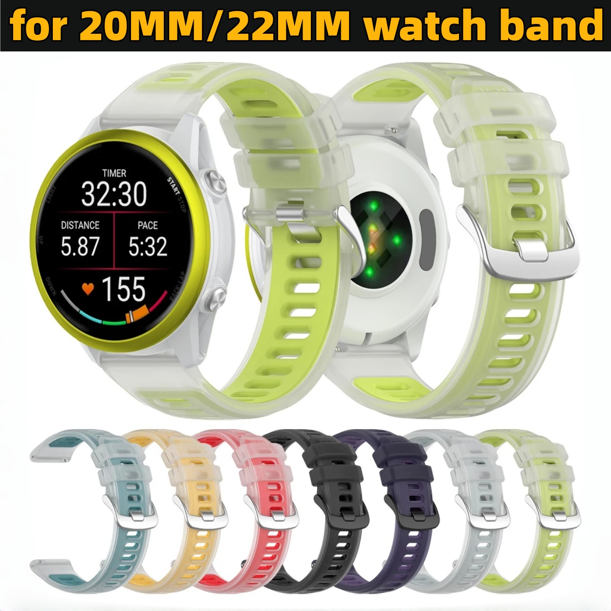 Silicone Watch Band 22Mm - 22mm 20mm Şeffaf İki Tonlu Silikon