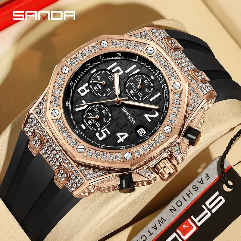 Rubber Strap Diver - SANDA 7026 erkek Quartz saat moda