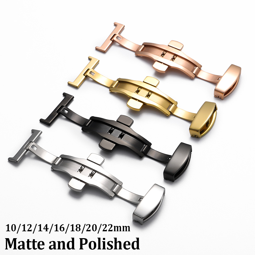 Butterfly Clasp Deployant - 10/12/14/16/18/20/22mm Cilalı Mat Katlanır Düğme Paslanmaz