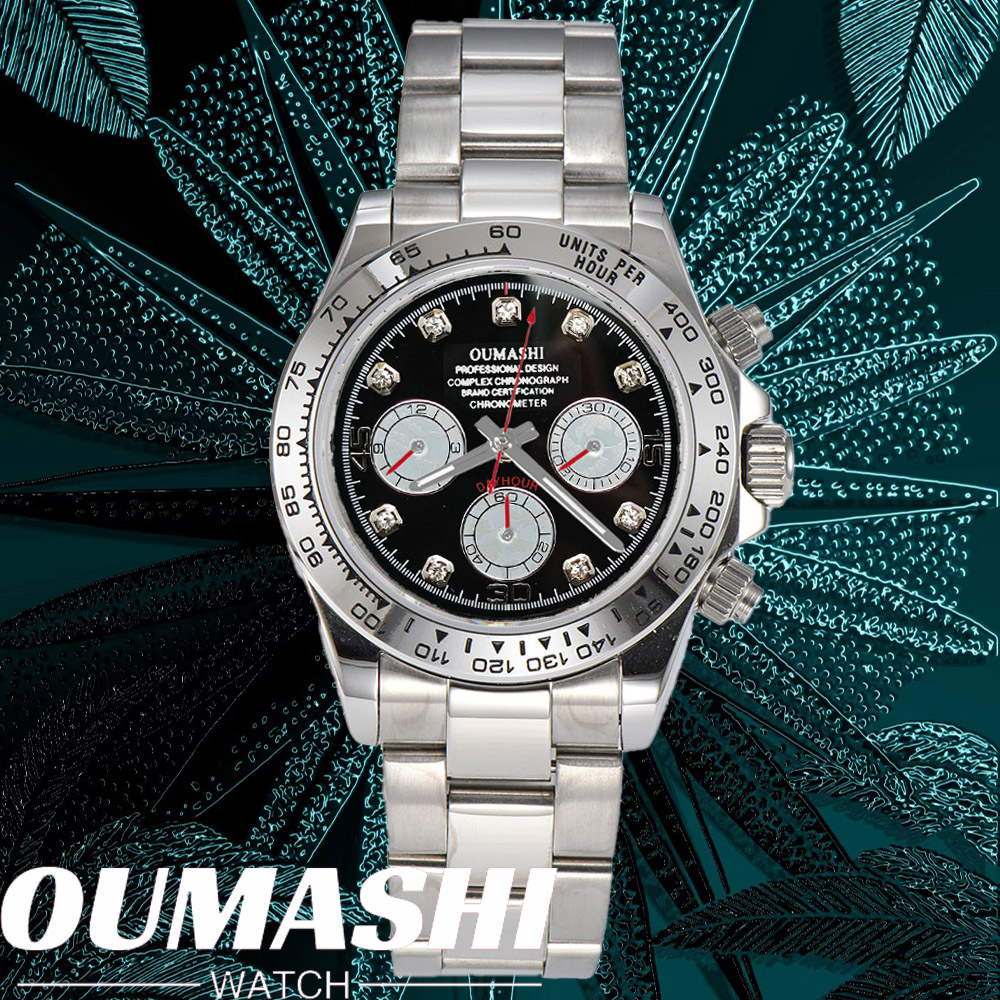 Stainless Bracelet Diver - Lüks VK63 SAAT 39.3mm kuvars Kronograf