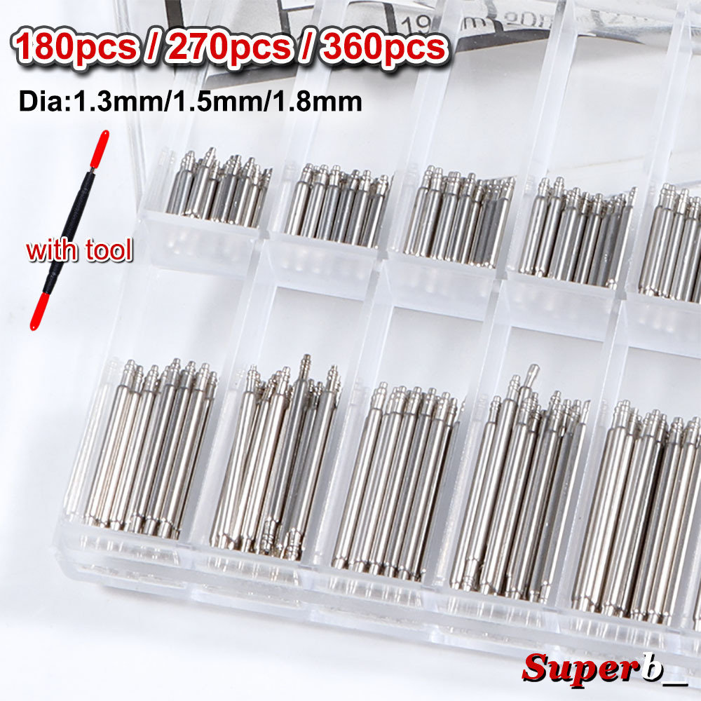 Spring Bar Tool Set - 360 adet Dia 1.3mm/1.5mm/1.8mm Paslanmaz Çelik
