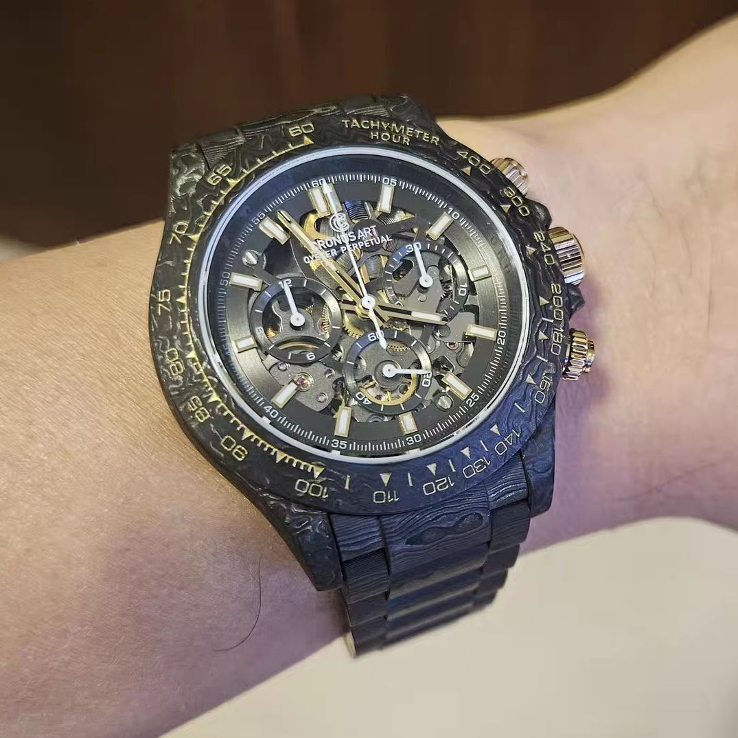 Canvas Strap Watch - CRONUSART Erkek Kronograf Saati Otomatik Mekanik