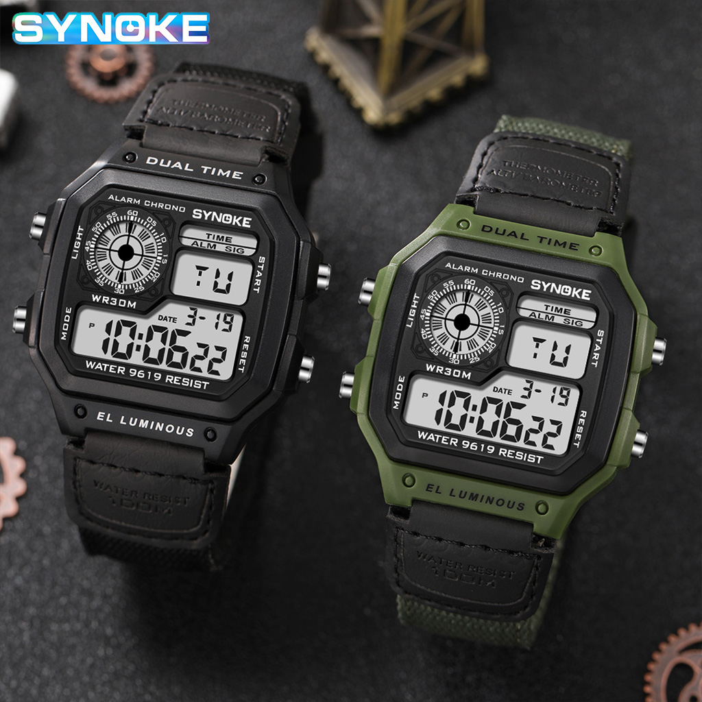 Synoke Açık Askeri dijital saa - Canvas Strap Watch incelemesi ve fiyatı