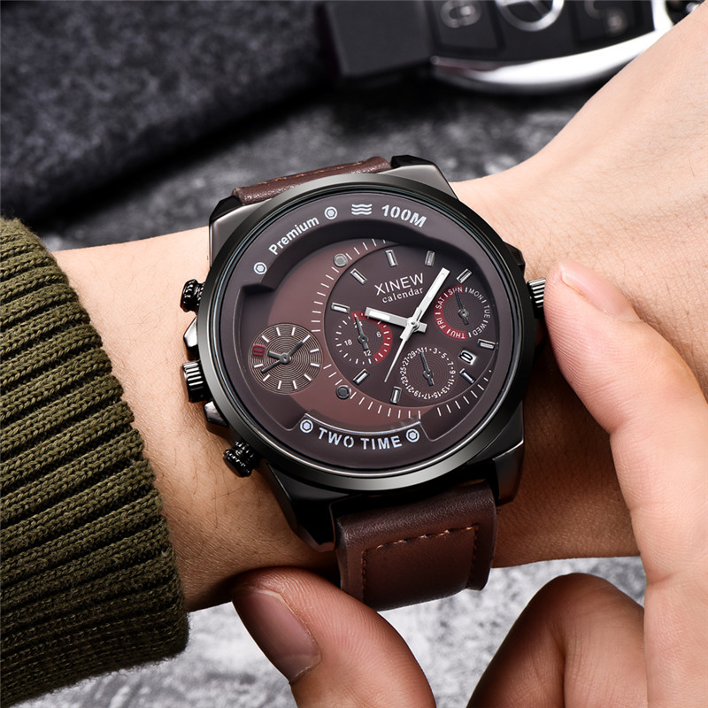 Orijinal XINEW Marka Erkek Saa - Leather Watch Band Men incelemesi ve fiyatı