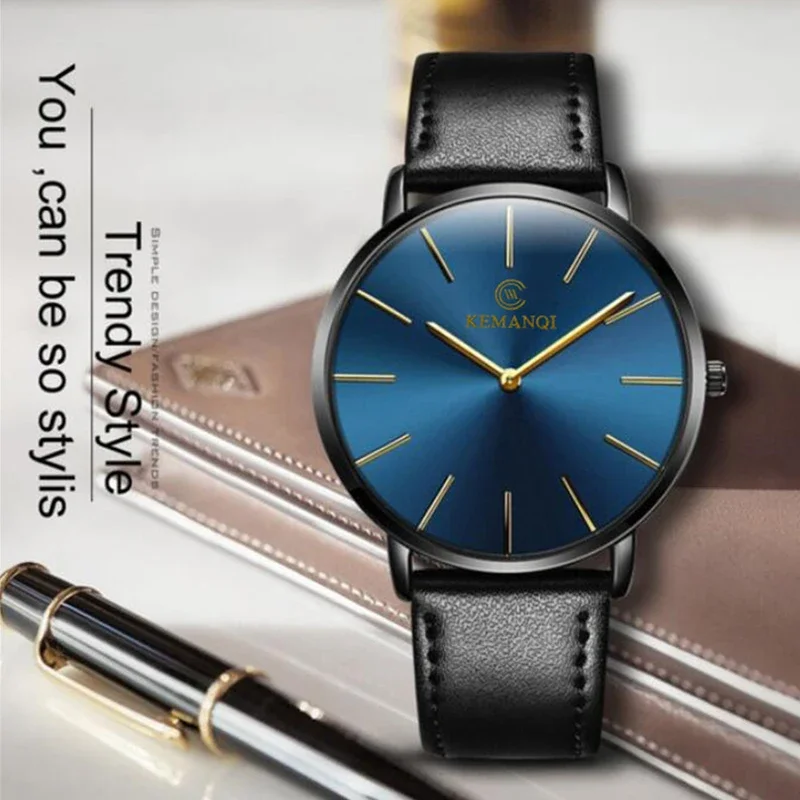 Moda Ultra İnce Erkek Kuvars K - Leather Watch Band Men incelemesi ve fiyatı