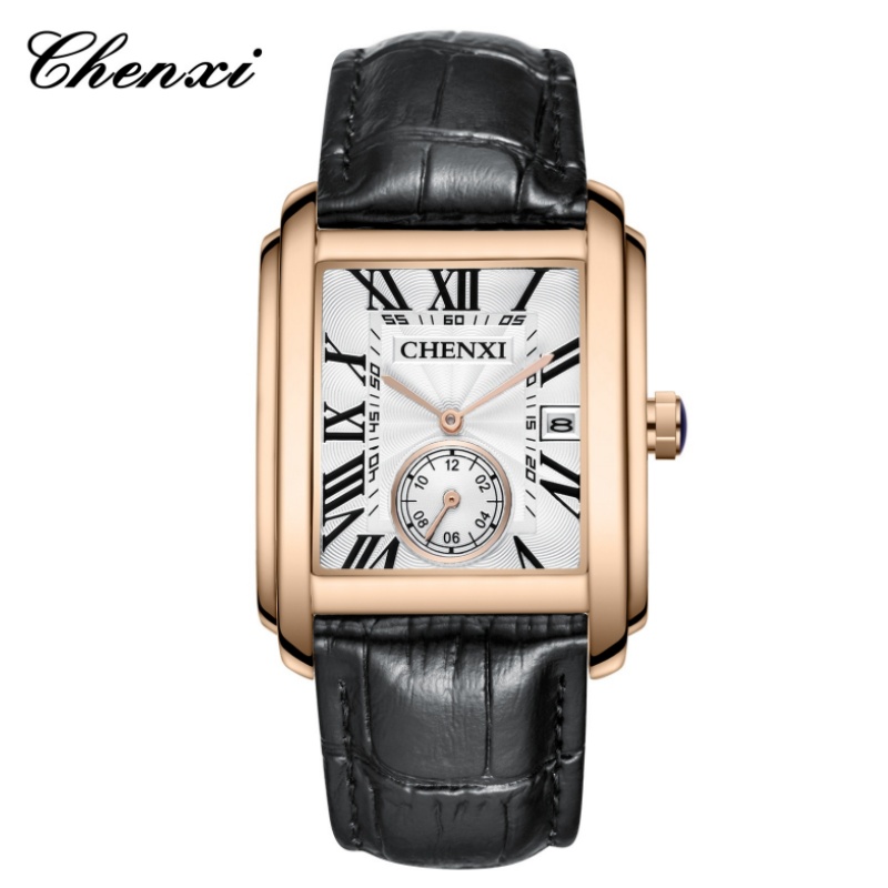 CHENXI 8216 Moda Klasik Kare K - Leather Watch Band Men incelemesi ve fiyatı