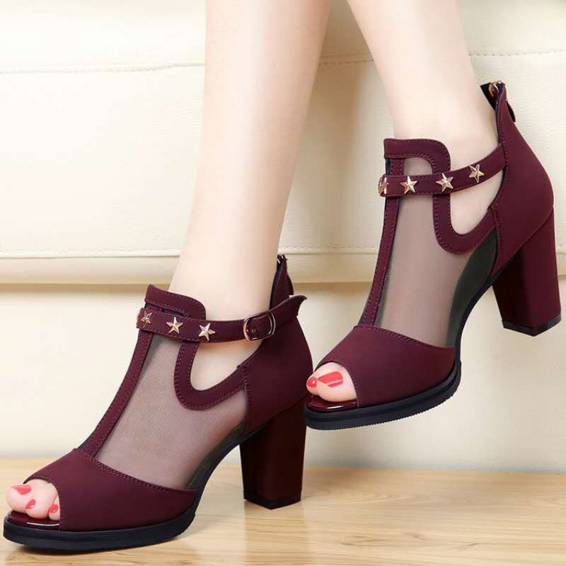 Fileli Peep Toe Blok Topuklu K - Mesh Strap Metal incelemesi ve fiyatı