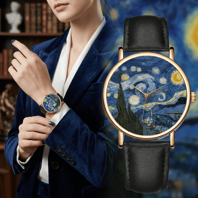 Van Gogh Tablo Desenli Kadın E - Leather Watch Band Men incelemesi ve fiyatı